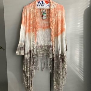 XCVI tie die cardigan with fringe